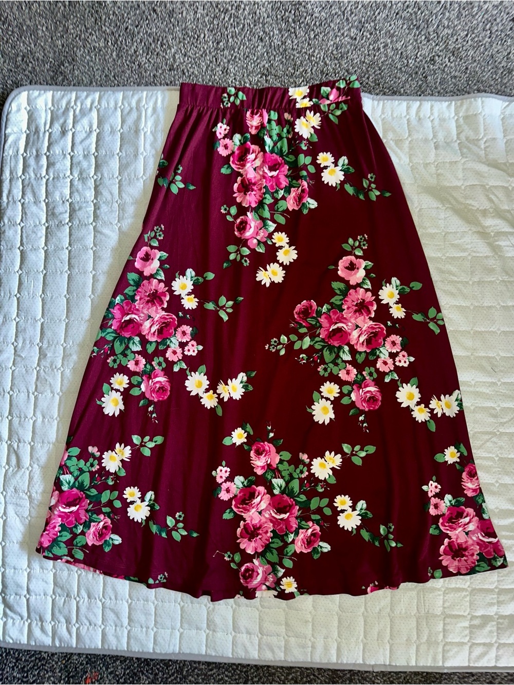 Floral A-Line Maxi Skirt - Burgundy NWOT size L